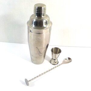 Stainless Steel Cocktail Shaker Bar Set 24oz with Spoon & Measuring Jigger